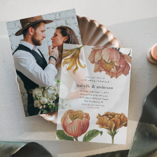 Simple Chic Rustic Floral Wedding Vellum Invitations