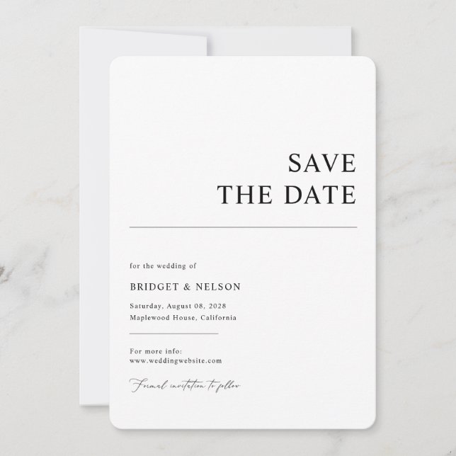 Simple Chic Save The Date Announcement Card (Front)