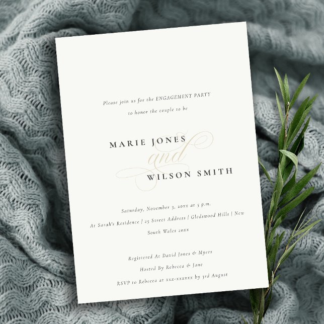 Simple Chic Script Black White Engagement Invite (Creator Uploaded)