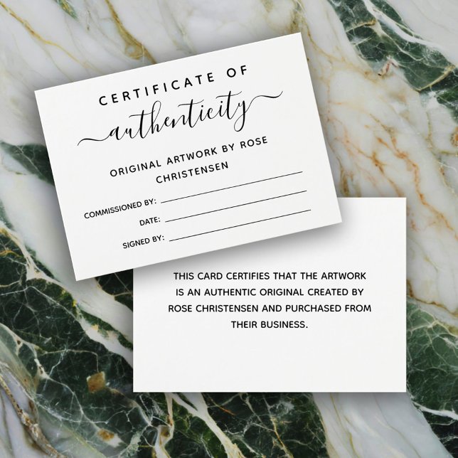 Simple Chic Script Certificate of Authenticity (Creator Uploaded)