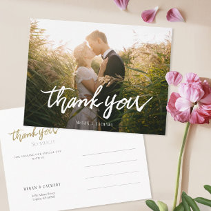Simple Chic Script Custom Wedding Thank You Postcard