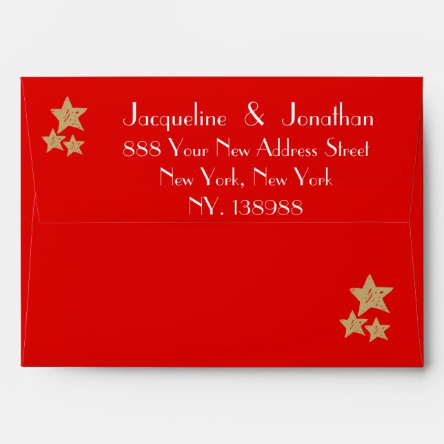 Simple chic script elegant red wedding invitation  envelope (Back (Top Flap))