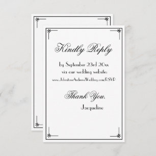 Simple chic script elegant wedding website RSVP Enclosure Card