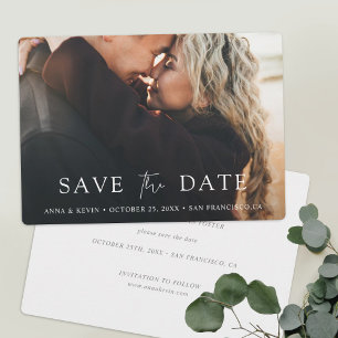 Simple Chic Script Modern Photo Wedding Save The Date