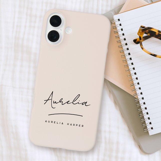 Simple Chic Script Monogram Blush Pink Signature Case-Mate iPhone Case (Creator Uploaded)