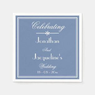 Simple Chic Script Rustic Dusty Blue Wedding Paper Napkin