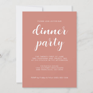 Simple Chic Script TerraCotta Dinner Party Invitation