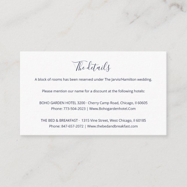 Simple Chic Script Wedding Details Enclosure Card (Front)