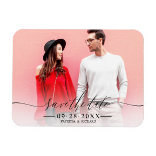 Simple Chic Script Wedding Save The Date Photo Magnet