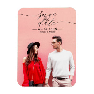 Simple Chic Script Wedding Save The Date Photo Magnet