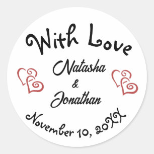Simple Chic Script Wedding With Love Favour Label
