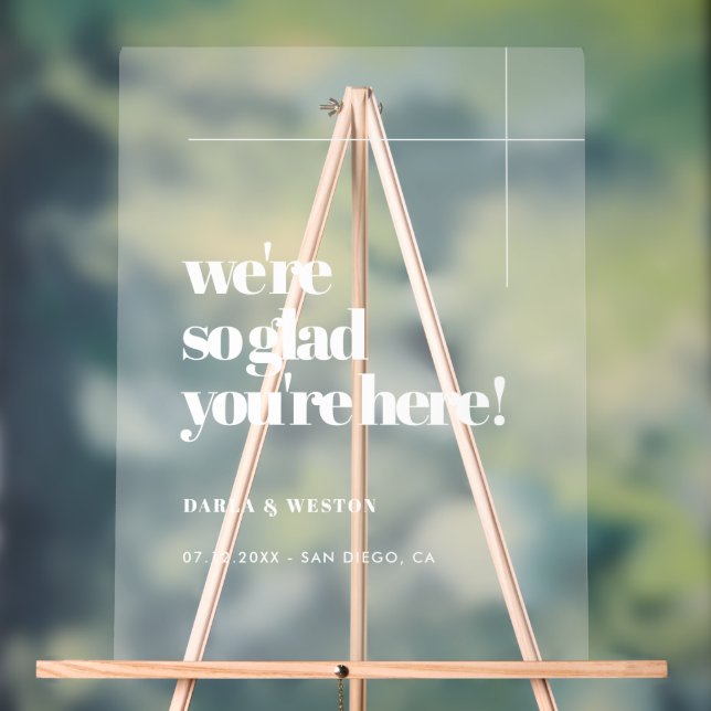 Simple & chic So glad you're here welcome Frosted Acrylic Sign (Neutral)