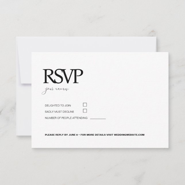 Simple Chic • Stylish Modern Minimalist • Elegant RSVP Card (Front)