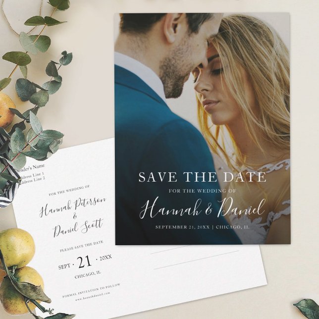 Simple Chic Template Save the Date Photo Postcard (Creator Uploaded)