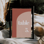 Simple chic terracotta arch wedding table number<br><div class="desc">Minimalist yet striking: adopt this slightly retro elegant typographic design for your wedding stationery,  with a modern arch design and terracotta & burnt orange colours. Fully customisable text,  colours and backgrounds.</div>