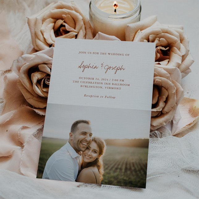 Simple Chic | Terracotta Photo Wedding Invitation (Creator Uploaded)