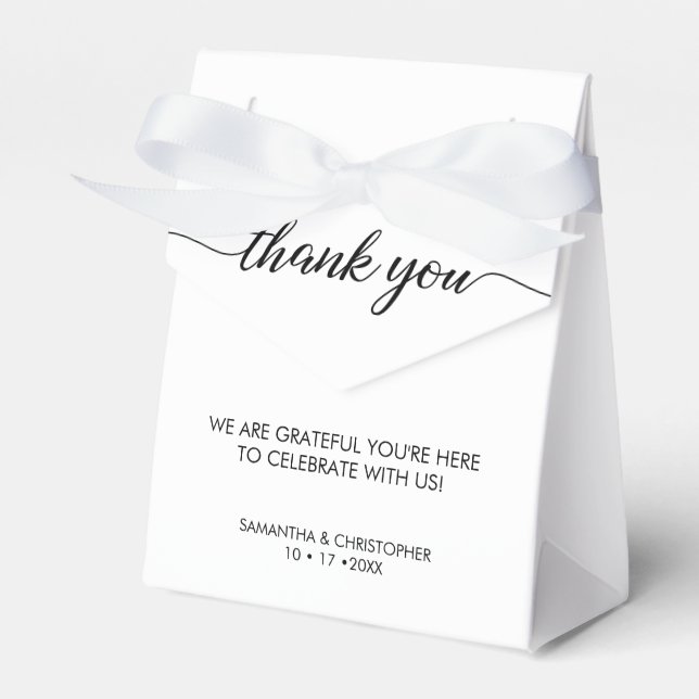 Simple chic thank you Personalised Wedding  Favour Box (Front Side)