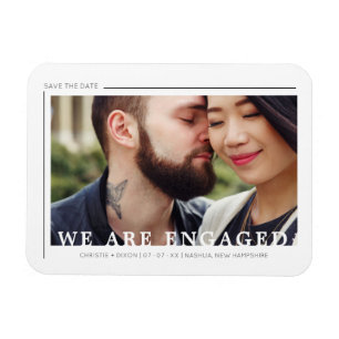 Simple Chic Trendy Typography Script Photo Couple Magnet