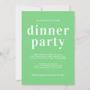 Simple Chic Typography Summer Green Dinner Party Invitation