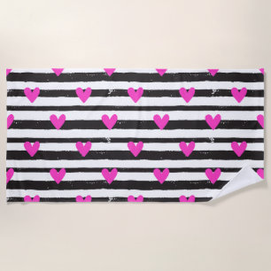 Simple Chic Valentine’s Day Heart Beach Towel