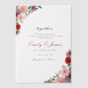 simple CHIC Watercolor Floral wedding Vellum Invitations
