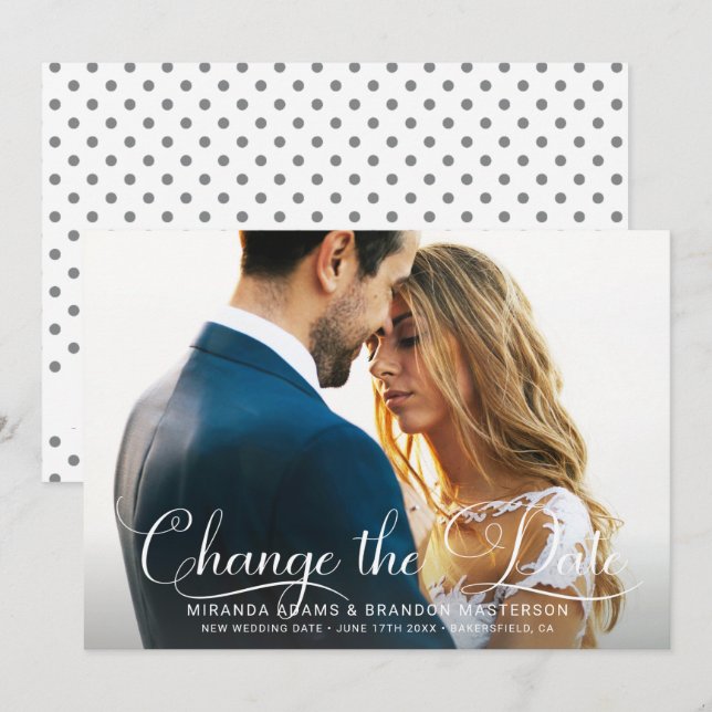 Simple Chic Wedding Change the Date Invitation (Front/Back)