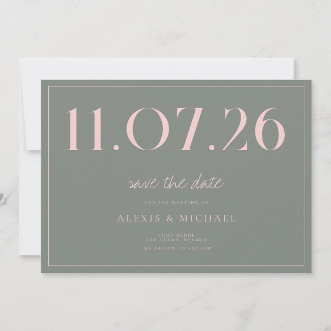 Simple Chic Wedding Non-Photo Save The Date (Front)