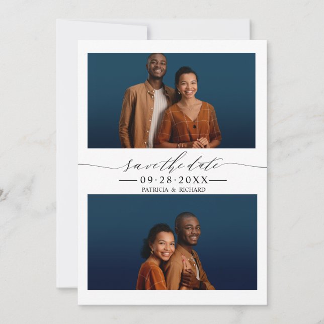 Simple Chic Wedding Save The Date 2 Photo Collage Invitation (Front)