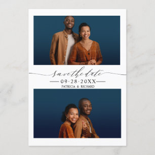Simple Chic Wedding Save The Date 2 Photo Collage Invitation