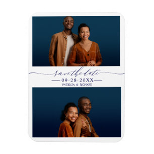 Simple Chic Wedding Save The Date 2 Photo Collage Magnet