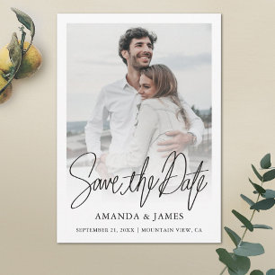 Simple Chic Wedding Save the Date Photo Card