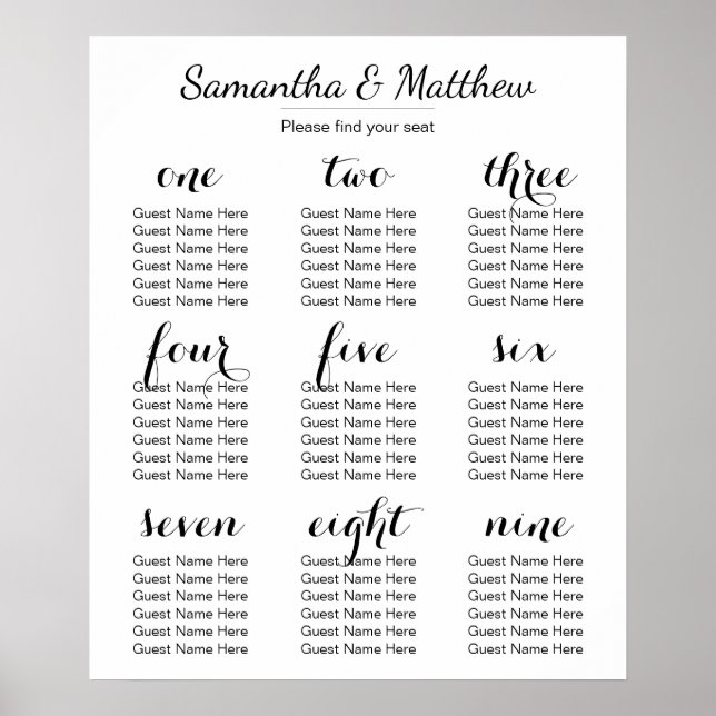 Simple & Chic Wedding | Seating Chart (Front)