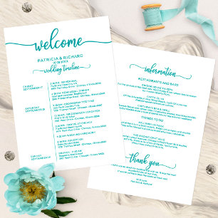 Simple Chic Wedding Weekend Itinerary Card