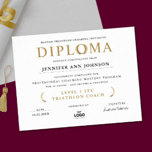 Simple Chic White Grad Diploma Gold Laurel Award Poster