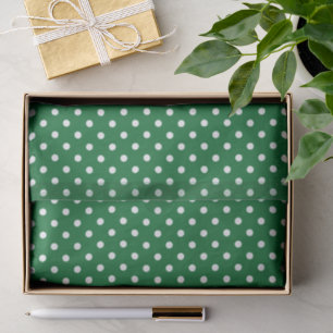 Simple Chic White Polkadots Pattern On Green Tissue Paper