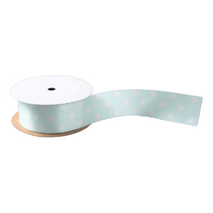 Simple Chic White Polkadots Pattern On Pale Green Satin Ribbon