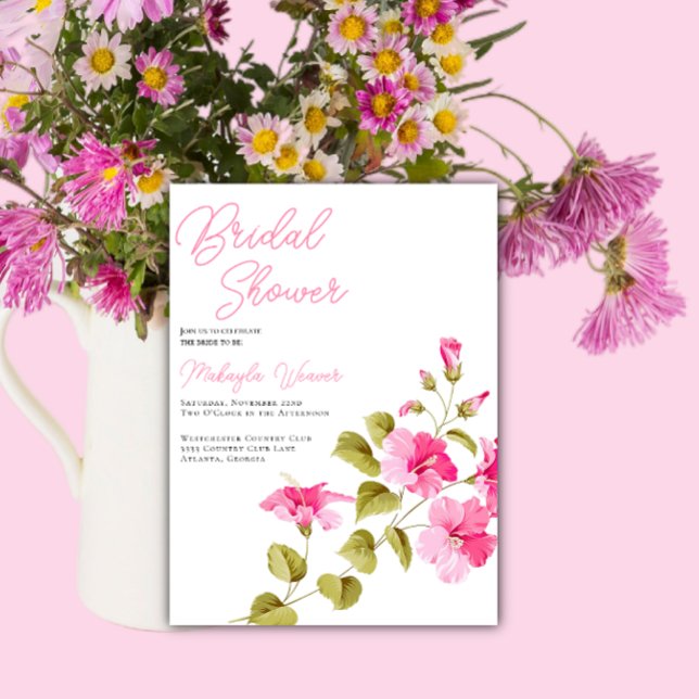 simple chic wild flowers script bridal shower  invitation (Creator Uploaded)
