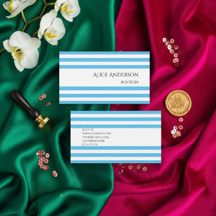 Simple Chick Blue Stripes Geometric Chic Business Card