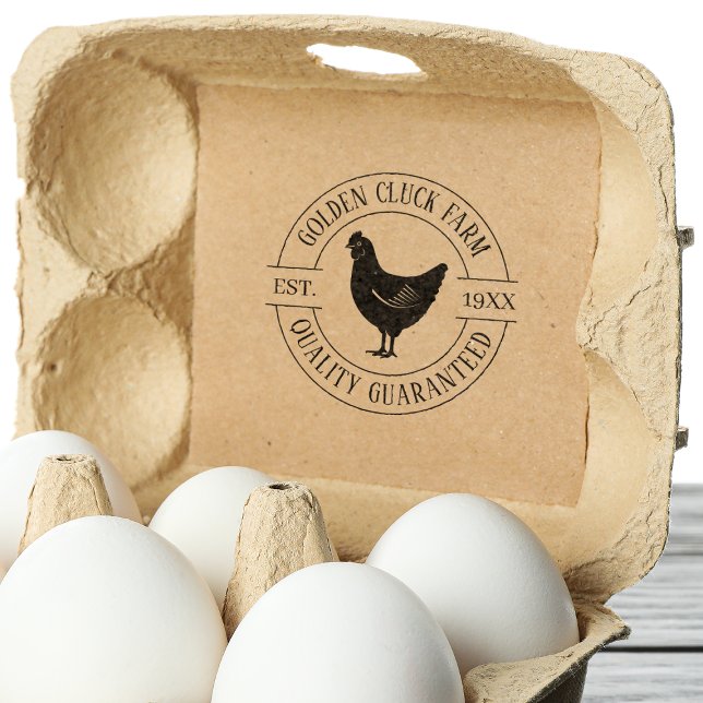 Simple Chicken Egg Business Round Rubber Stamp (Creator Uploaded)