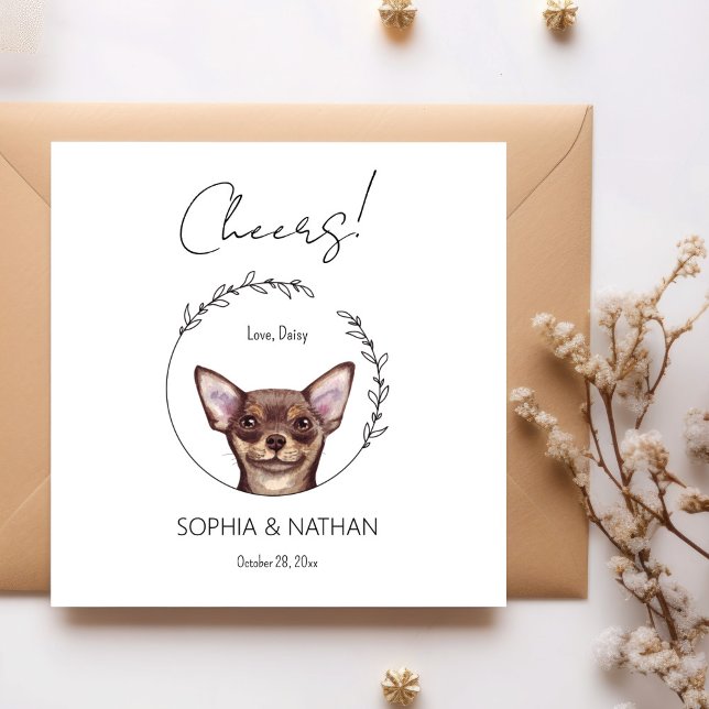 Simple Chihuahua Dog Wedding Cocktail Napkins (Creator Uploaded)