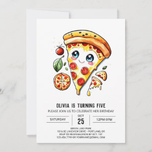 Simple Children Pizza Birthday Invitation