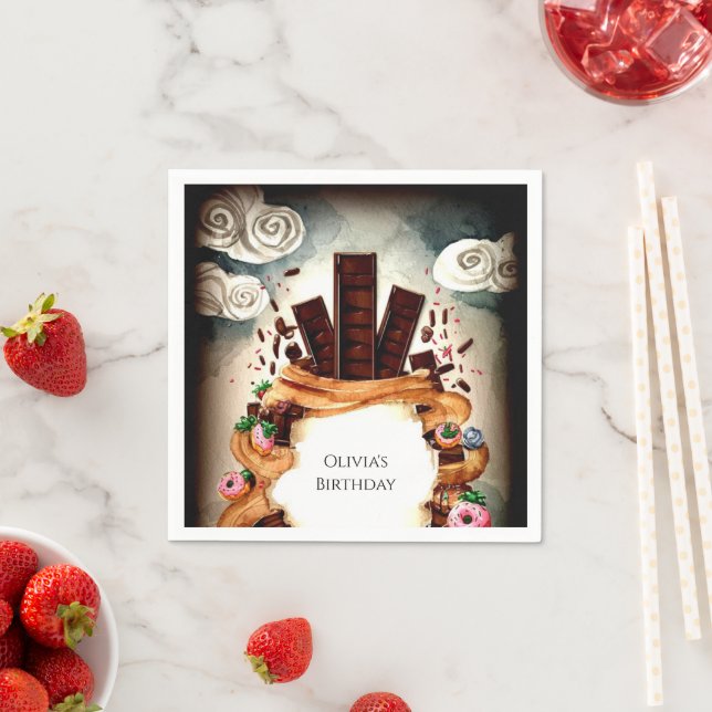 Simple Children's Chocolate Birthday Napkin (Insitu)