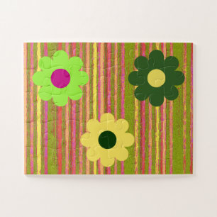 Simple Children's Puzzle Stripes Flowers