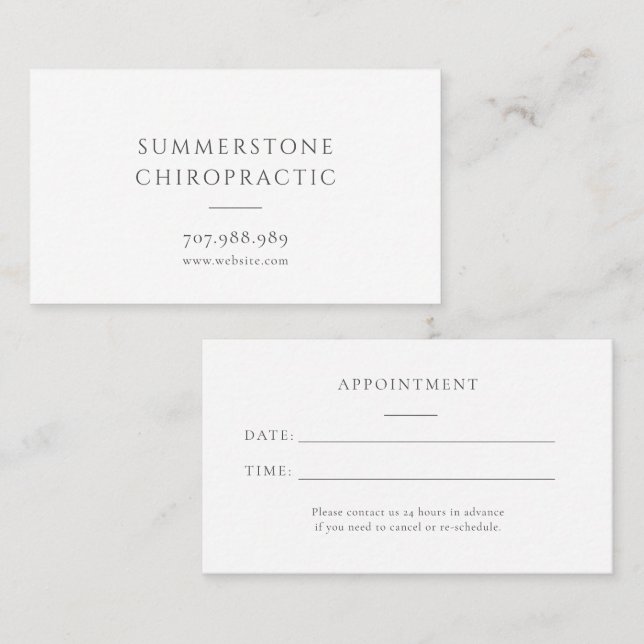 Simple Chiropractic Appointment Card (Front/Back)