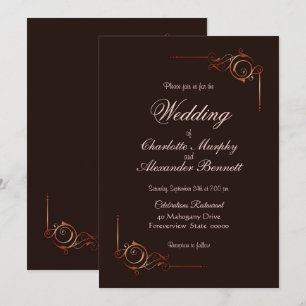 Simple Chocolate Brown Wedding Invitation