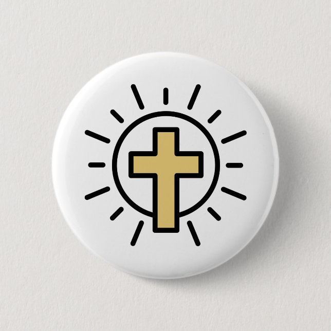 Simple Christian Cross 6 Cm Round Badge (Front)