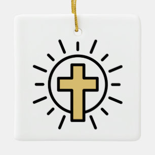 Simple Christian Cross Ceramic Ornament