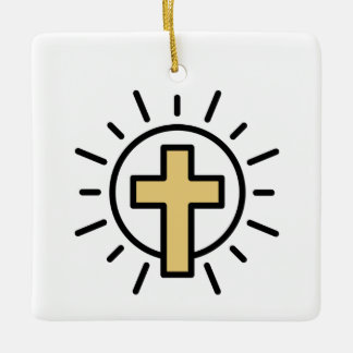 Simple Christian Cross Ceramic Ornament