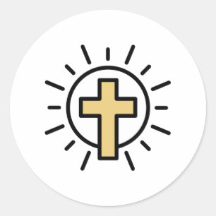 Simple Christian Cross Classic Round Sticker