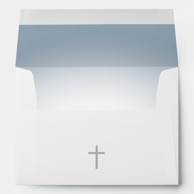 Simple Christian Cross Dusty Blue Return Address Envelope (Back (Bottom))